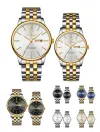 Men's double calendar steel strap waterproof couple watch live-streamed at the street stall details Picture